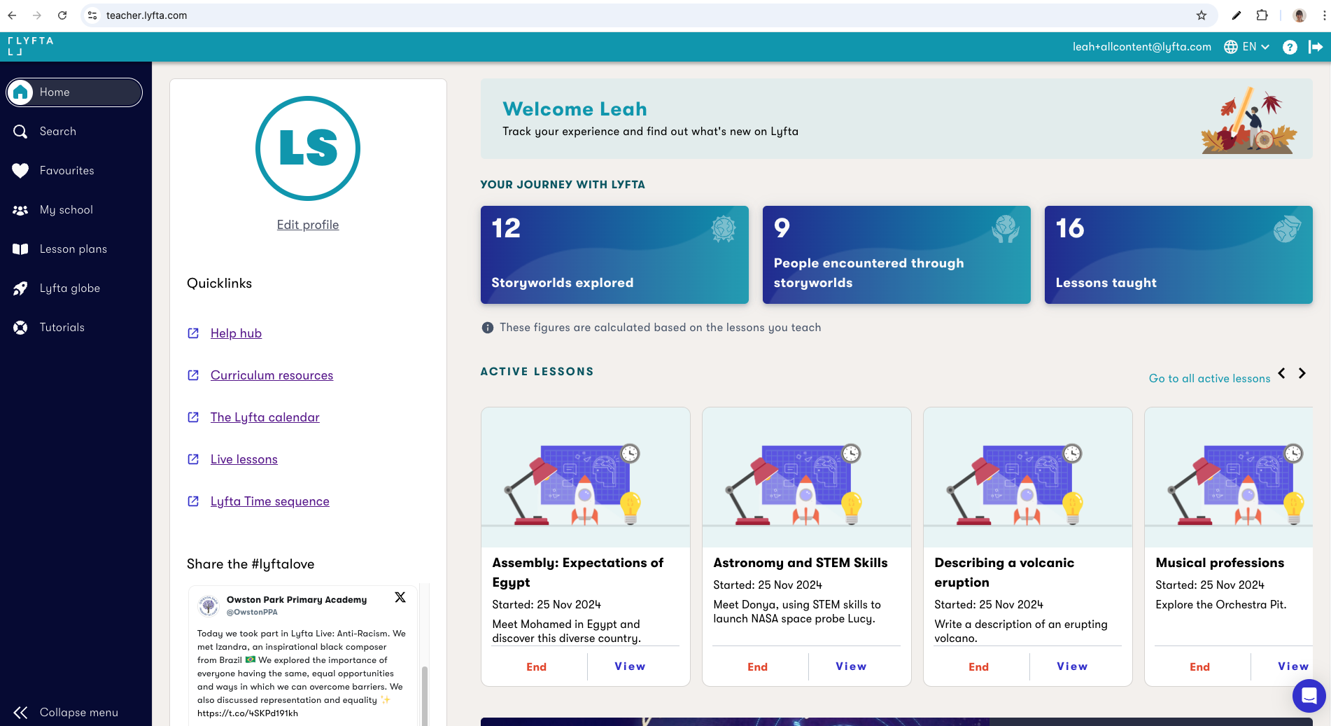 Teacher interface